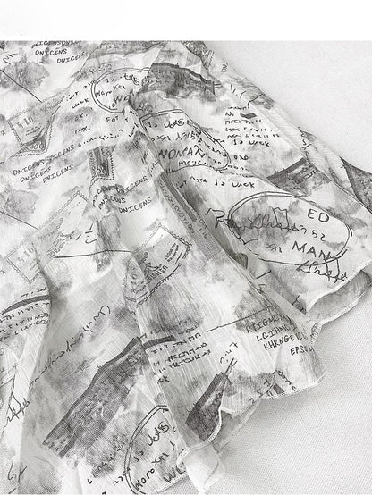 Letter Asymmetrical Hem White With Print Cami Dress