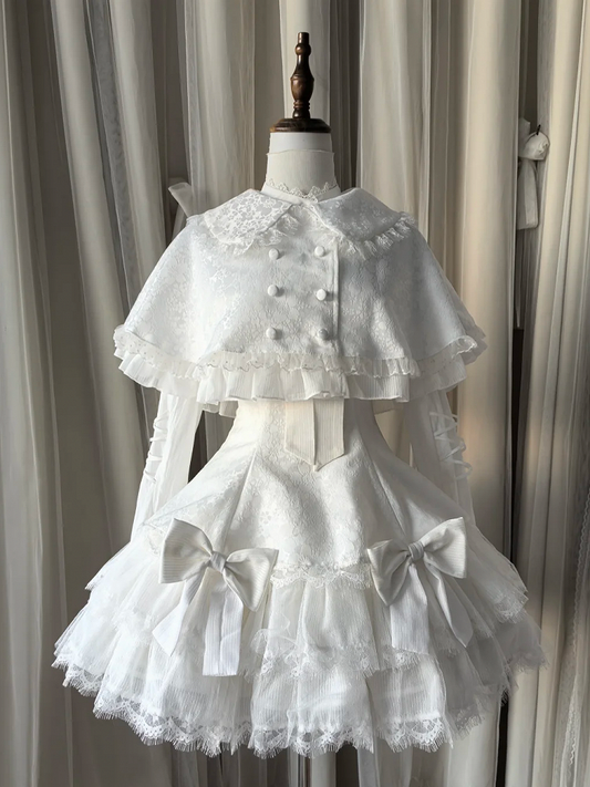 White Rounded Collar Cape