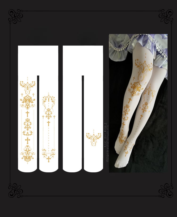 ゴシックロリータクロスプリントタイツ