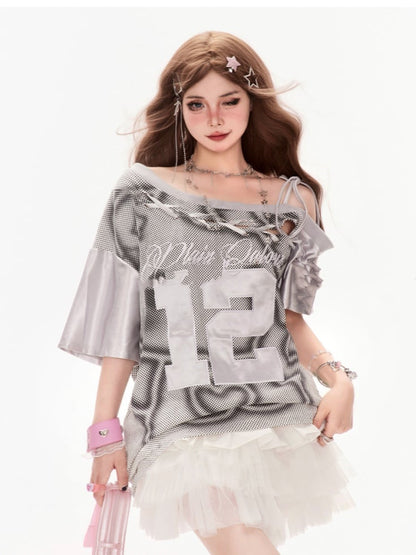 ホワイトチュールミニティアードスカート