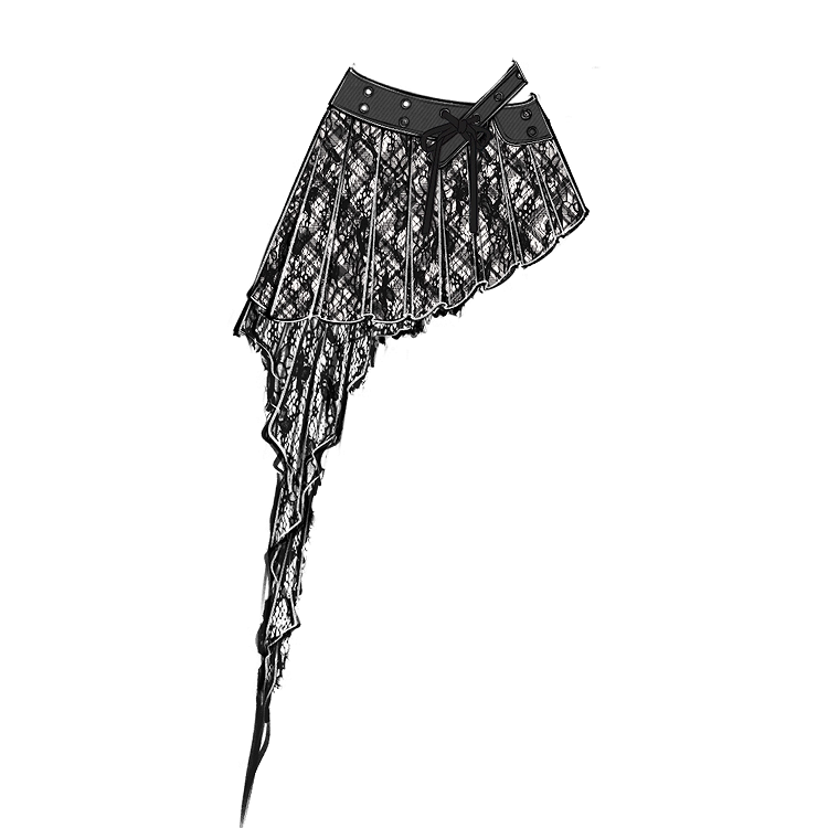 Plaid Waist Accessory with Cascading Ruffles Size Black Plus Brown /