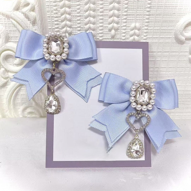 Bow Colors 7 with Hairclips Decorated Rhinestone