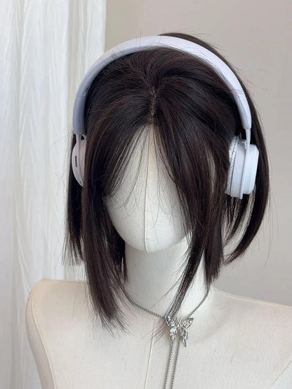 with Tea Wig Bangs Black Curtain Short 30CM Straight