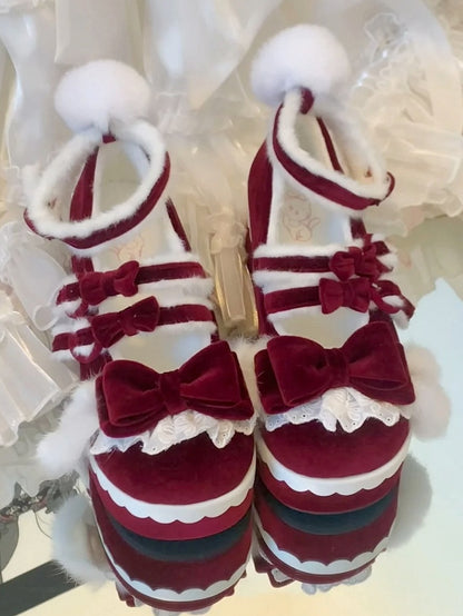 Plush with Janes Theme Bunny Red Ears Lolita Tail Accents Mary Platform - Sweet