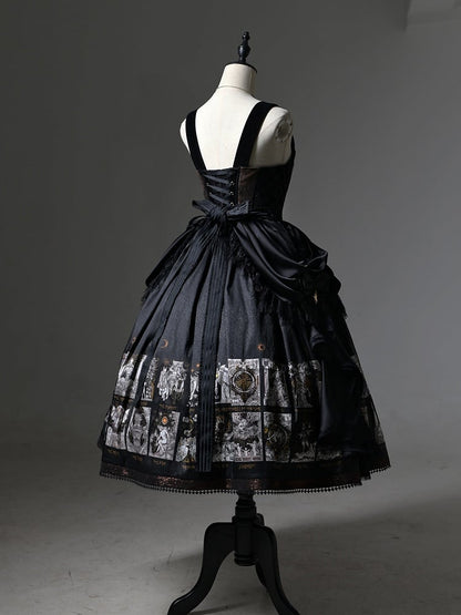 Jumper Design Tarot Skirt with Waist Drape Lolita Print Card Gothic