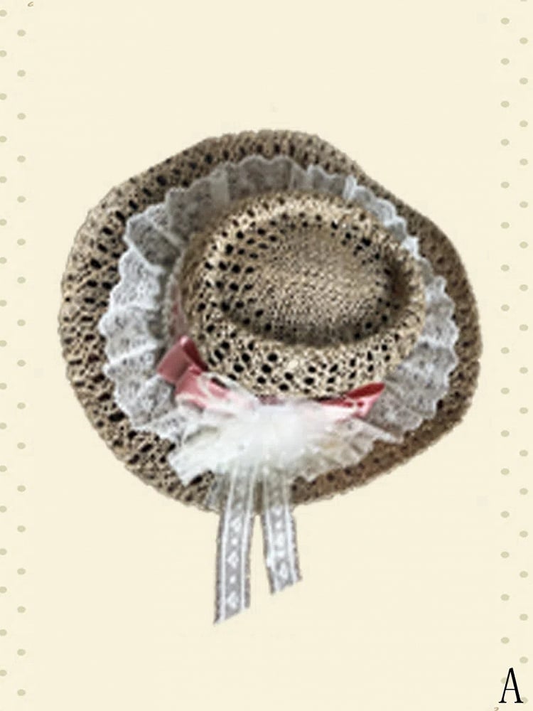 Bowknot and Tulle Straw Decorated Hat Flower