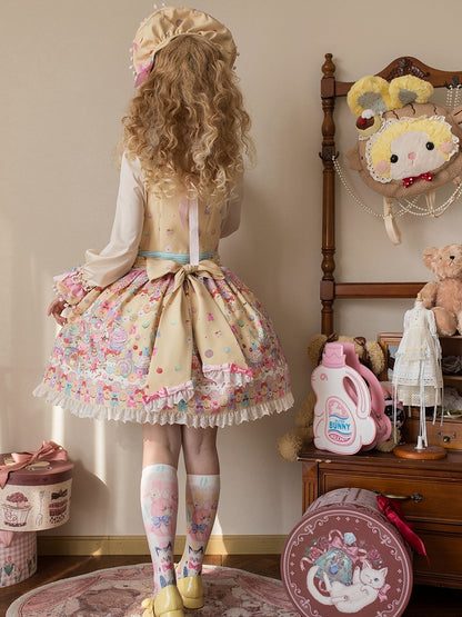 Desserts Gummibärchen Kleid Print und Overall Bär Gelb Lolita