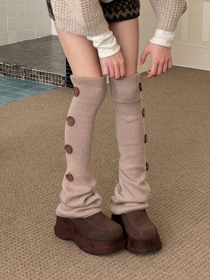 Over-the-Knee Accents Ribbed with Leg Button Warmers