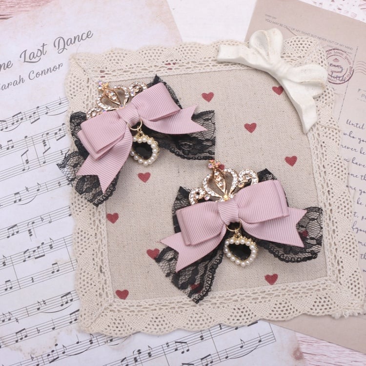 Options Jirai Hairclip with Kei 8 Decor Crown Color Bowknot Lace Rhinestone