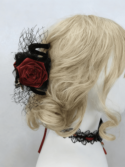 Gothic Claw Clip 2 Red Rose Options Wine Color