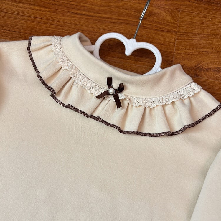 Long Autumn/Winter Ruffles Lolita Top Sleeves Coffee with Cozy