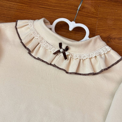 Long Autumn/Winter Ruffles Lolita Top Sleeves Coffee with Cozy