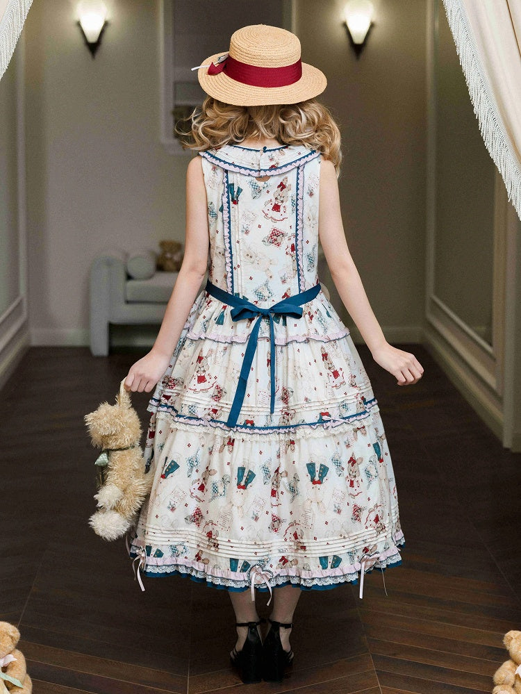 Cute Bunny Print Sweet Lolita Comfortable Sleeveless Cotton Dress