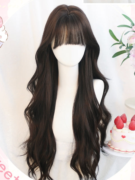 Black With Air Wigs Bangs Wavy 65-70cm Long