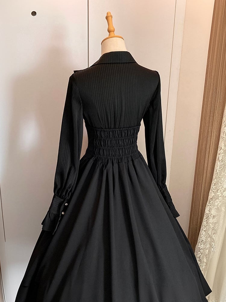 Black Elegant High Waist Boned Skirt Super Reversible Lolita