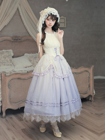 Purple Boned Basque Waist Lolita Halter Neck JSK Gown