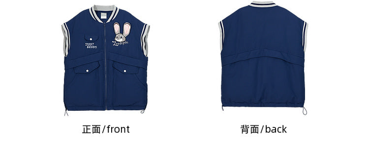 Zootopia Judy Applique Dark Blue Down Jacket Detachable Sleeves