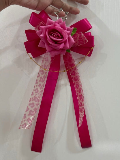 Design Rote Haarspange/Schlüsselanhänger Rose Floral Bowknot Kette Charme