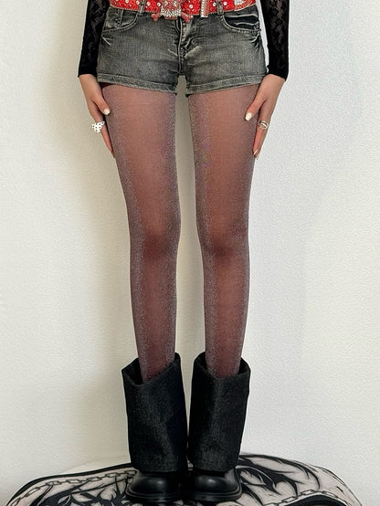 Tights Black/Brown/Gray/Red Semi-sheer
