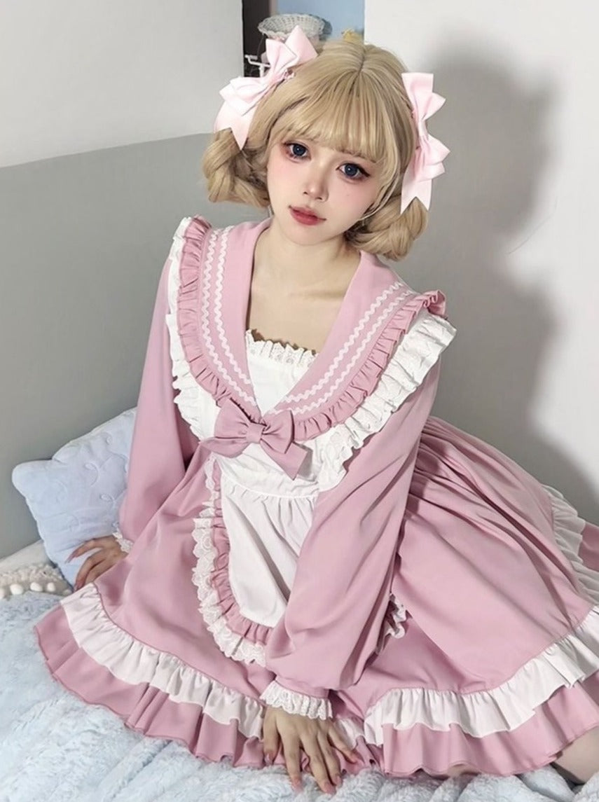 スイートセーラースタイルのカレッジロリータメイドドレス