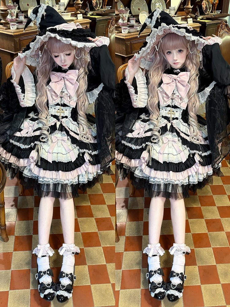 Wedge Janes Fashion Shoes Cut-out Heels Heart Kei Mary Jirai Black Gyaru
