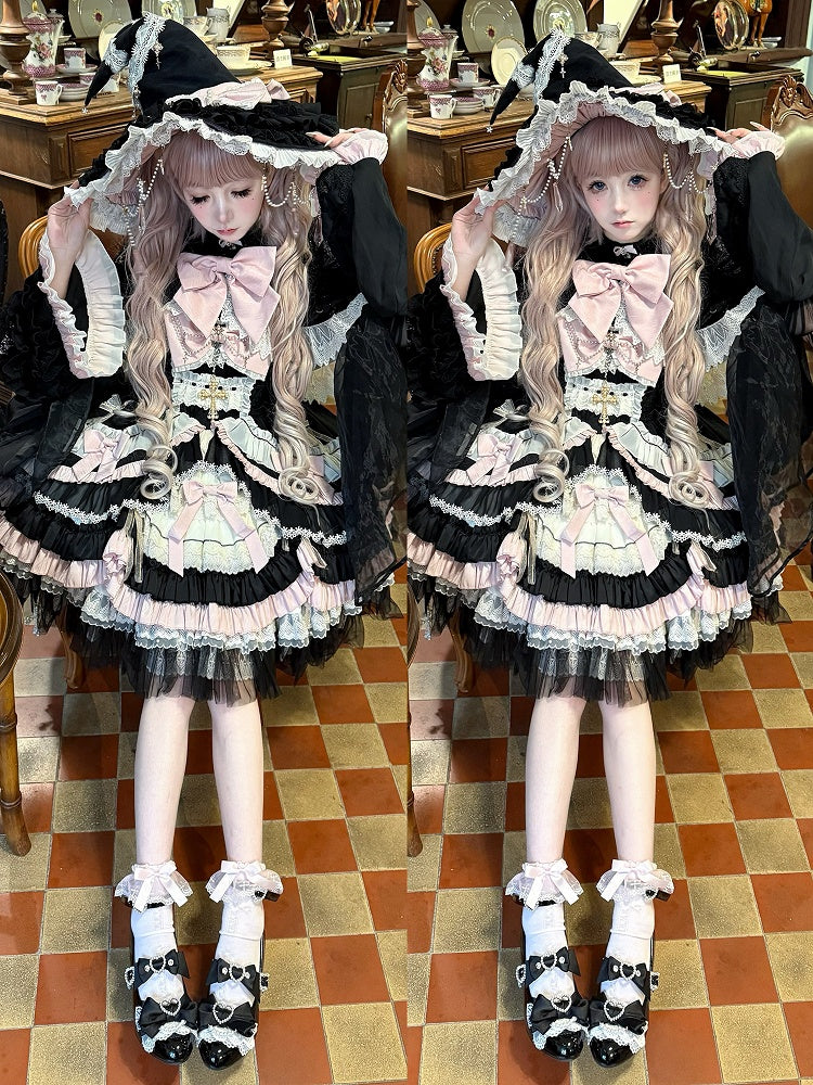 Heart Wedge Jirai Cut-out Mary Kei Shoes Gyaru Black Heels Janes Fashion