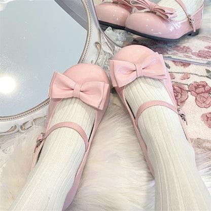 Removable Bow Shoes Pink 1cm with Style Low-heel Sweet