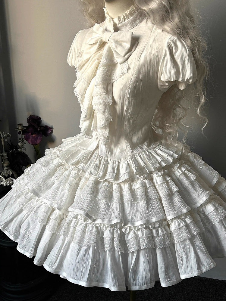 White Shiro Gothic Lolita Puffy Skirt
