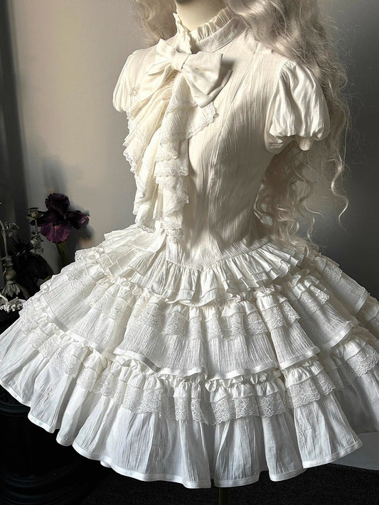 White Shiro Gothic Lolita Puffy Skirt