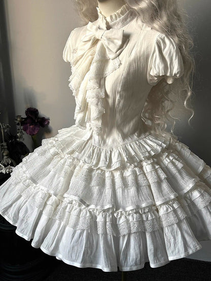White Shiro Puff Short Sleeves Gothic Lolita  Blouse
