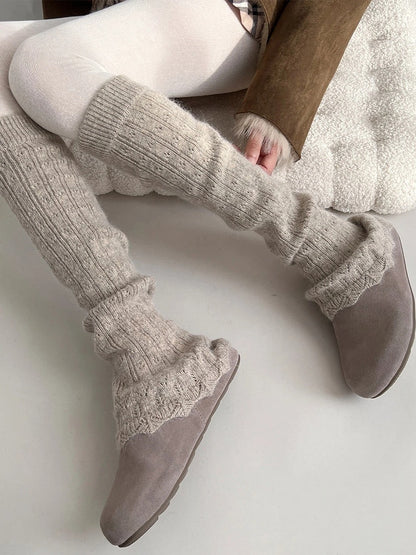 Colors） Knit Ribbed Slouchy Warmers （6 Leg Stirrup