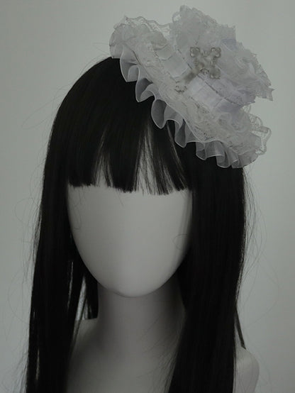 クロスホワイトレースミニハット装飾トリム