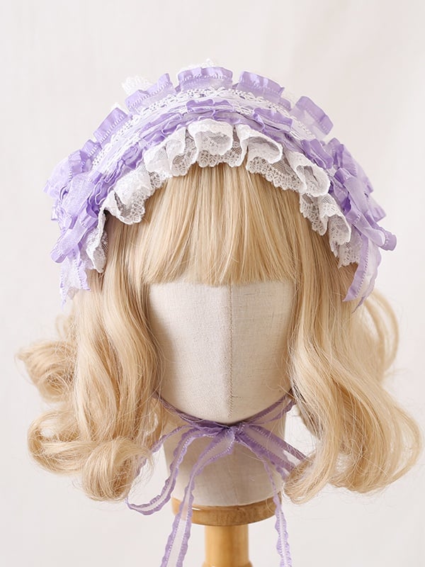 Haarband Bowknot Weiß 7 süße wunderschöne Farben Lolita Spitze