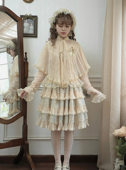 Beige Elegant Details Striped Lolita Shawl