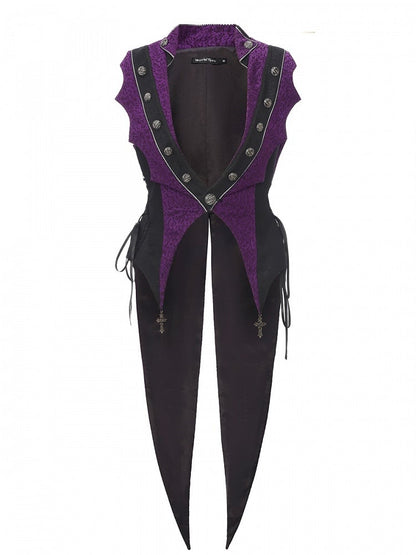 Style Elegant Prince Waistcoat Lolita Tailcoat Ouji Purple Charms Cross with