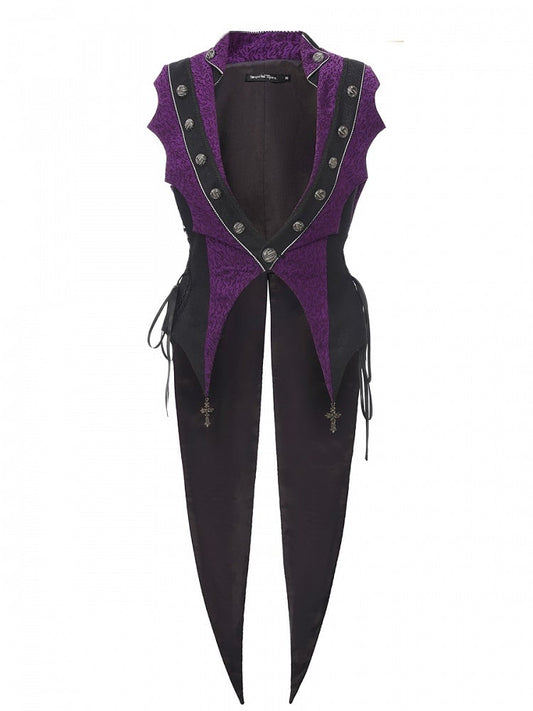 Style Elegant Prince Waistcoat Lolita Tailcoat Ouji Purple Charms Cross with
