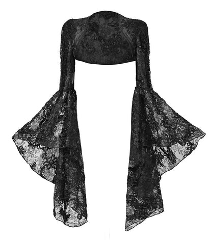 Chains Black Lace with Bead Shrug Sparkling Bell Sequins Sleeves and