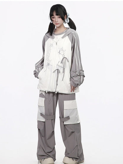 Cool-Touch Star Print Pleated Trousers - PINK SAVIOR