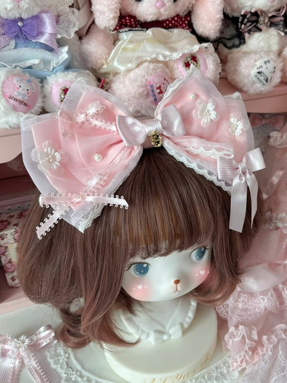 Pink/BluePink KC Bowknot Decorated Floral Beaded Design