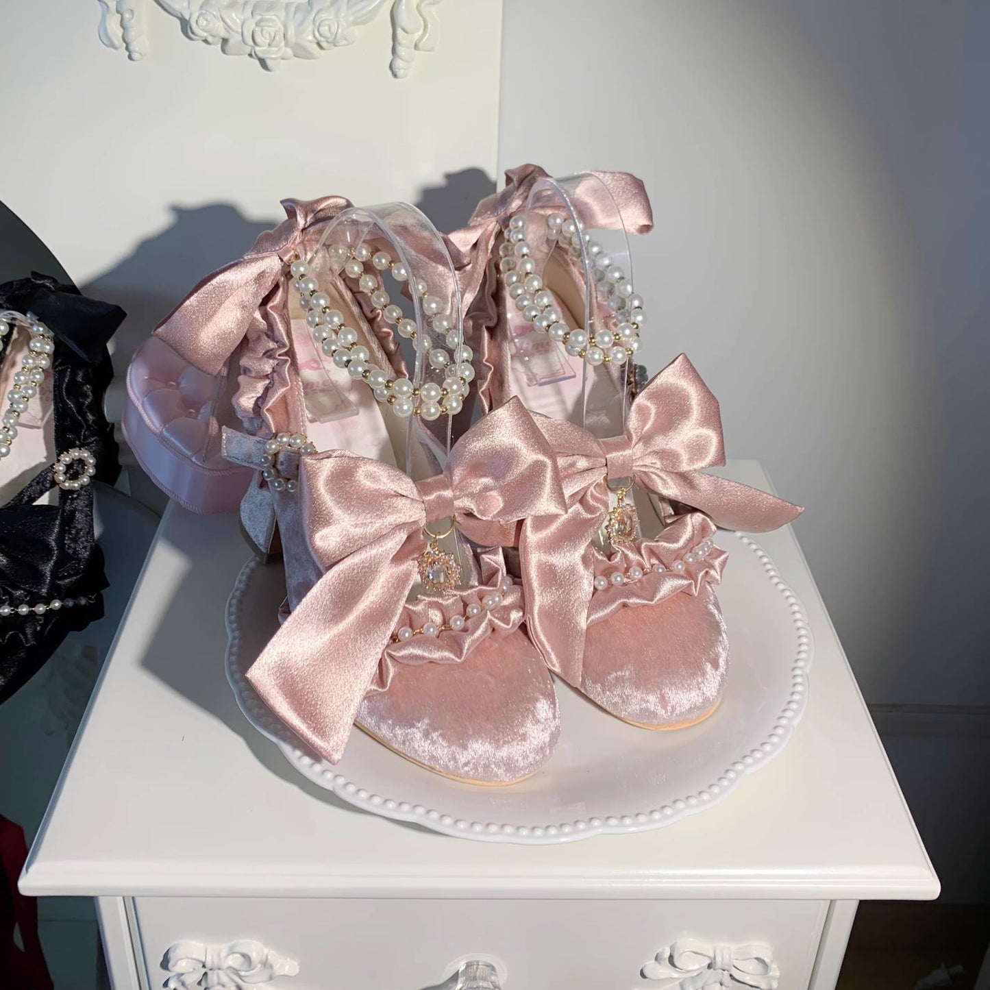 Lolita Ribbon Hymn Bridal High Heels – Elegant Vintage Wedding Lolita Shoes