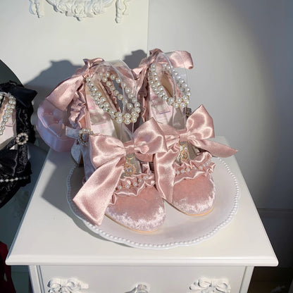 Lolita Ribbon Hymn Bridal High Heels – Elegant Vintage Wedding Lolita Shoes