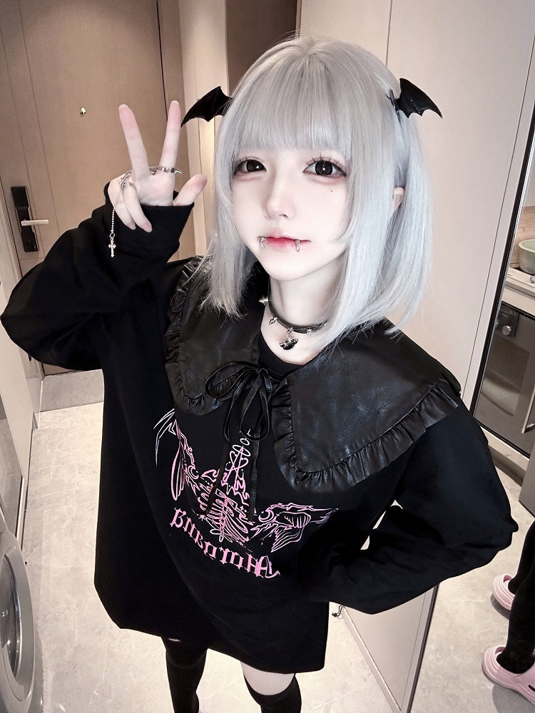 Jirai Kei Graphic Top with Detachable Collar