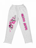 Charcoal High-Rise Floral Letter Print Pants - Alita26SS