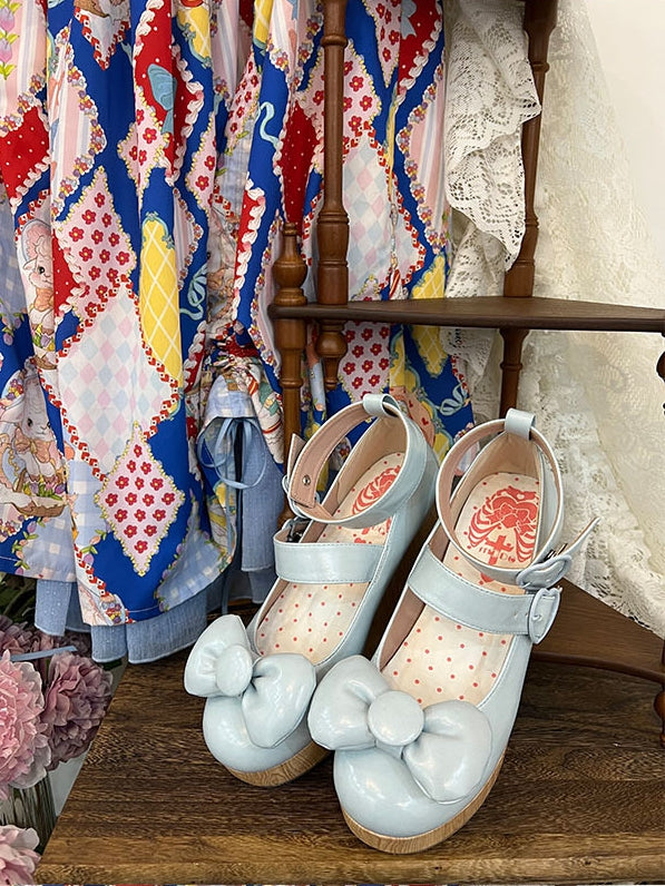 Herz Schuhe Süße Blaue Schnallen Top bei - Bow Lolita Plattform Baby