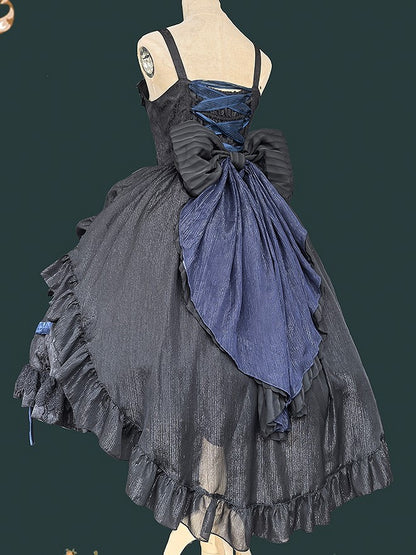 Lolita Black Train Blue Bow