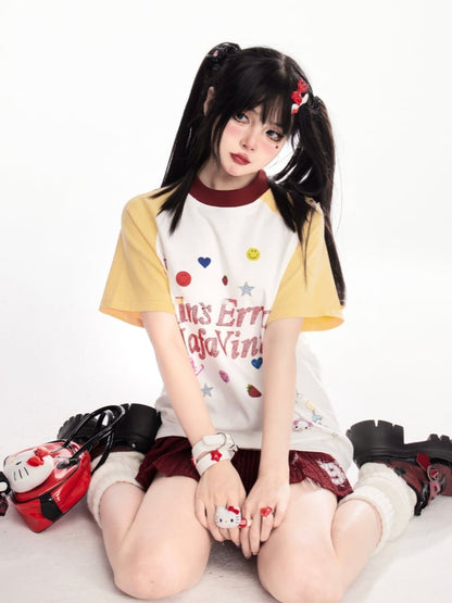 レッドナンバープリントレースプリーツスカート ワイン