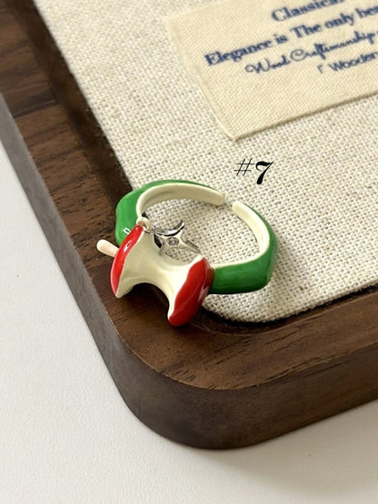 Y2K Red Apple Necklace/Ring/Ear Clips