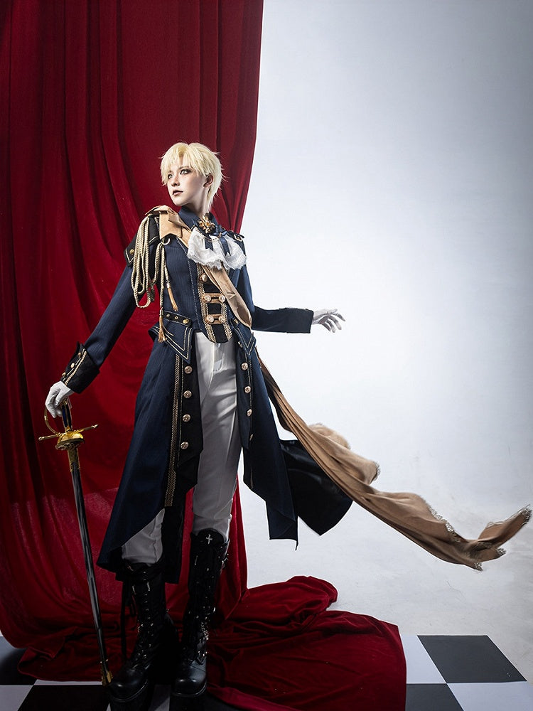 Black & Blue Military Lolita Double-Breasted Coat