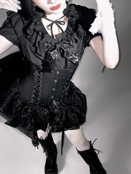 Korsett-Shorts Super Lolita Taille Gothic High Schwarz