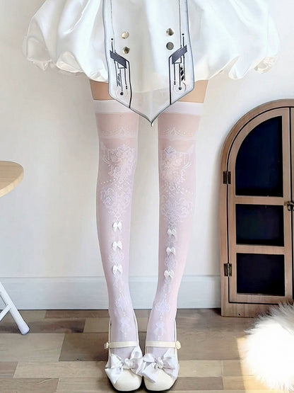 Sweet Sheer Overknee Stockings with Bow Accents in Three Colors - Milkcat Studio